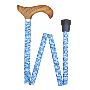 Easy Adjustable Folding Cane - Blue Camo