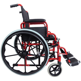 Deluxe Steel Wheelchair - red