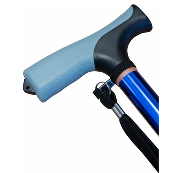 Gel Grip Folding Cane Blue - Close up