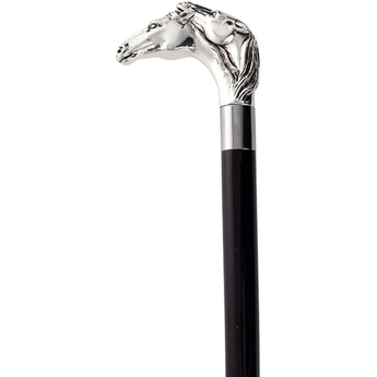 Two Horses Formal Cane - Silver Plated