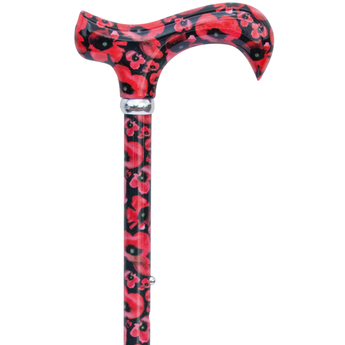 Derby Adjustable Walking Stick - Poppies