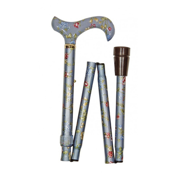 Folding Blue Grey Floral Cane