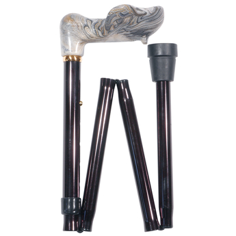 Marble Handle Folding Walking Stick - Right Handle