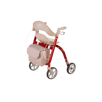 Red Antar Aluminium Rollator with Bag